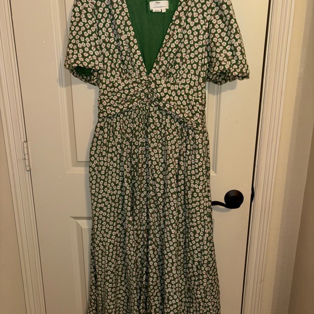 Anthropologie Katerina Floral Green Dress